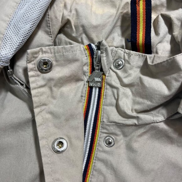 30% off! K way jacket women's S tan cream beige long hooded zip front lightweigh - Picture 5 of 11